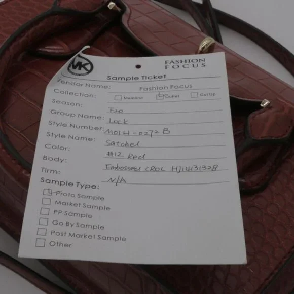 MICHAEL KORS Croc Embossed Red Leather Satchel Leather Bag Handbag Purse - Picture 2 of 9